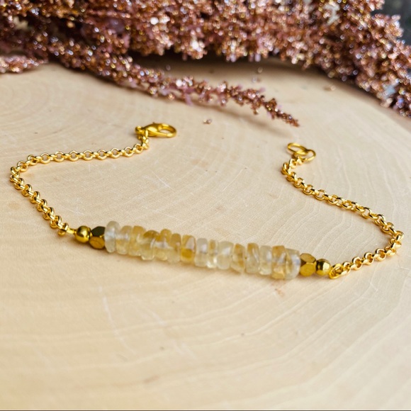 Lamorajewels Jewelry - Citrine Gemstone gold dainty bar bracelet